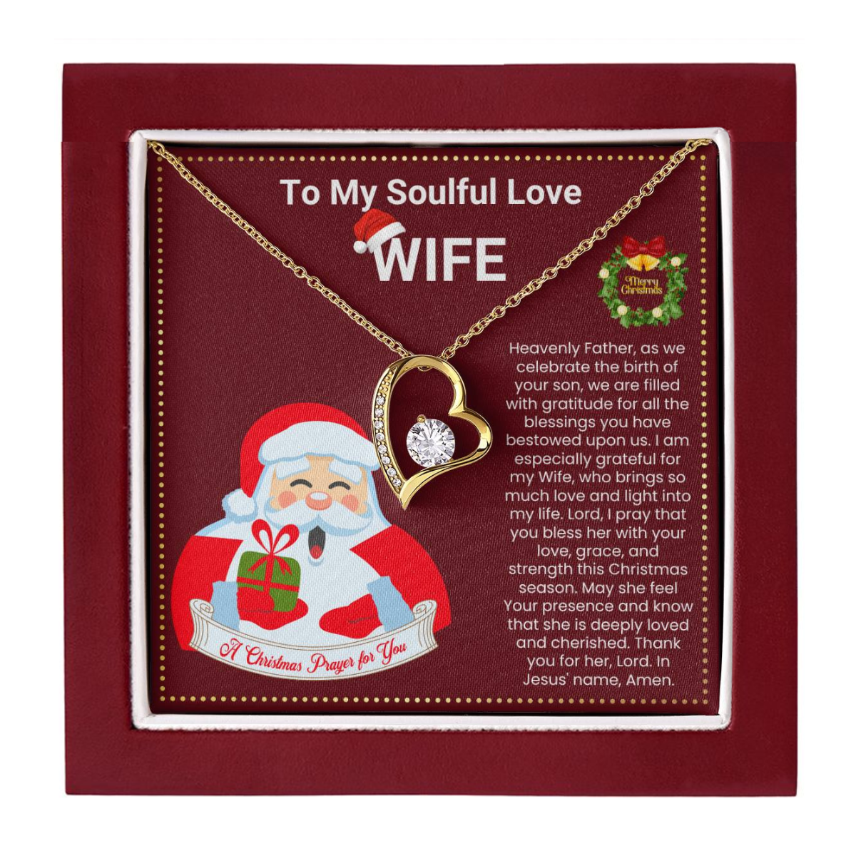 JGF Jewelry Gifts for Family Christmas Message Card Heart Shaped Necklaces For Women Stainless Steel