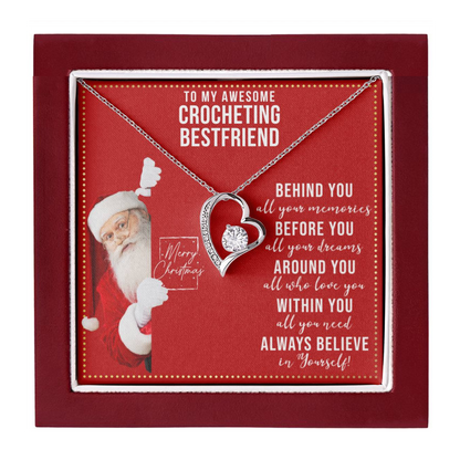 JGF Jewelry Gifts for Family Gift To My Bestie BFF Heart Necklace For Crocheting Female Friend