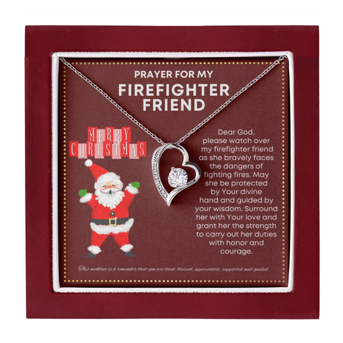JGF Jewelry Gifts for Family Small Simple Heart  Necklace I Love My Firefighter Friend Present