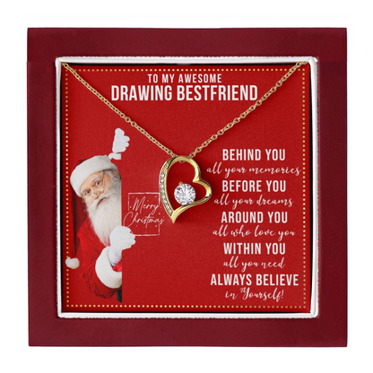 JGF Jewelry Gifts for Family Gift To My Bestie BFF Heart Necklace For Drawing Female Friend Women