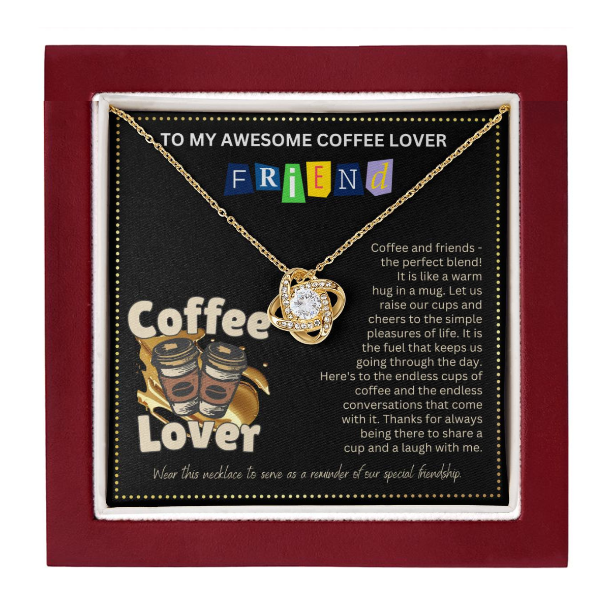 JGF Jewelry Gifts for Family Friendship Necklace for BFF Bestie No Coffee No Workee