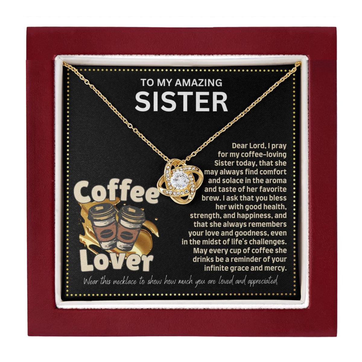 JGF Jewelry Gifts for Family I Love You Sister My Best Friend Necklace for Coffee Lover