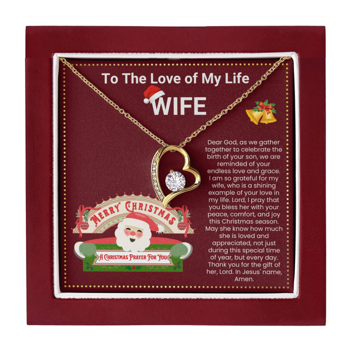 JGF Jewelry Gifts for Family Christmas Message Card For Wife To My Beautiful Wife Necklace