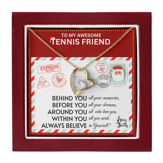 JGF Jewelry Gifts for Family To My BFF Bestie Heart Necklace For Tennis Female Friend