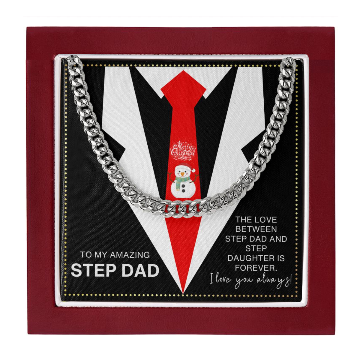 JGF Jewelry Gifts for Family Christmas Card Mum and Step Dad From Step Daughter