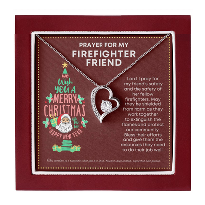 JGF Jewelry Gifts for Family Simple Single Heart Necklace I Love My Firefighter Friend Present