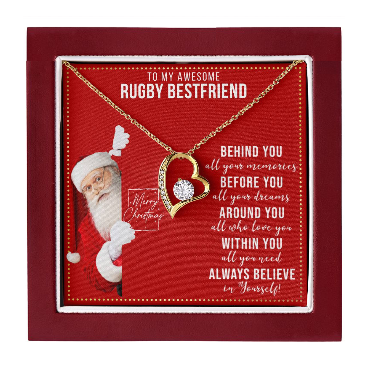 JGF Jewelry Gifts for Family To My BFF Bestie Heart Necklace Gift For Rugby Adult Female Friend