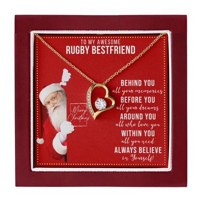 JGF Jewelry Gifts for Family To My BFF Bestie Heart Necklace Gift For Rugby Adult Female Friend