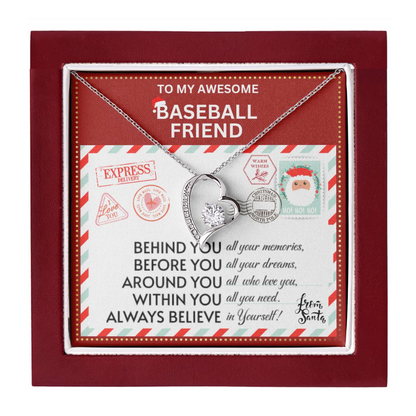 JGF Jewelry Gifts for Family Gift To My Bestie BFF Heart Necklace For Baseball Female Friend