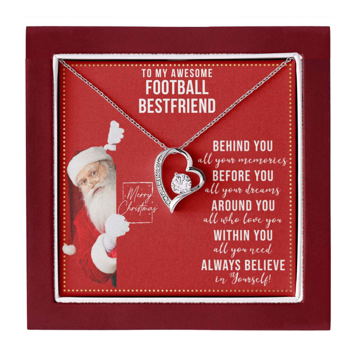 JGF Jewelry Gifts for Family Gift To My Bestie BFF Heart Necklace For Football Female Friend