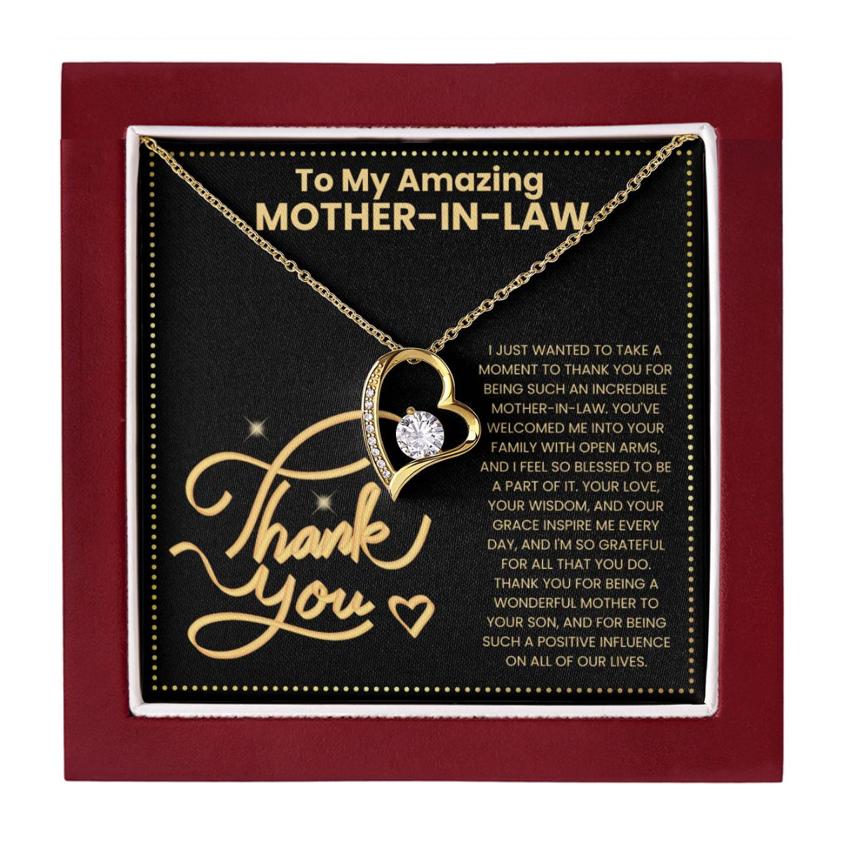 JGF Jewelry Gifts for Family Heart Necklace To My Amazing Mother In Law