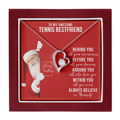 JGF Jewelry Gifts for Family To My BFF Bestie Heart Necklace For Tennis Female Friend