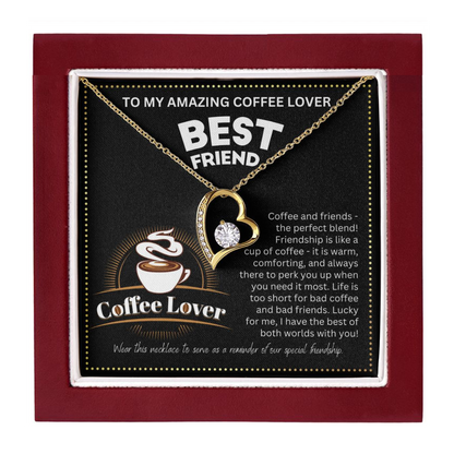 JGF Jewelry Gifts for Family Coffee Lover BFF Bestie Heart Necklace for Women