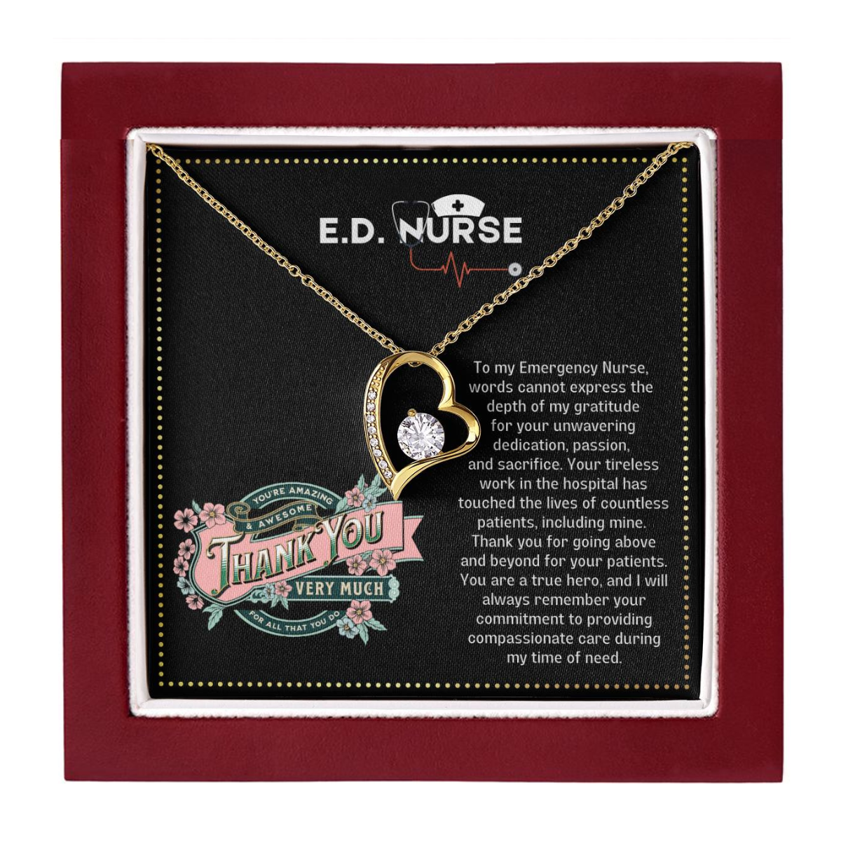 JGF Jewelry Gifts for Family ED ER RN Nurse Necklace Gifts Thank You