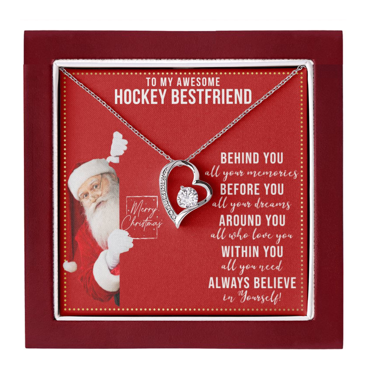 JGF Jewelry Gifts for Family Gift To My Bestie BFF Heart Necklace For Hockey Female Friend