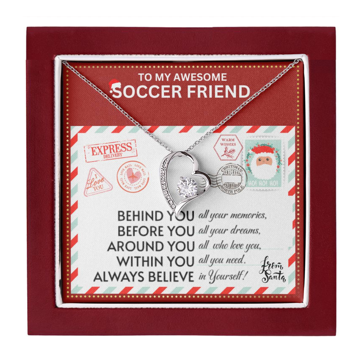 JGF Jewelry Gifts for Family Gift To My Bestie BFF Heart Necklace For Soccer Female Friend