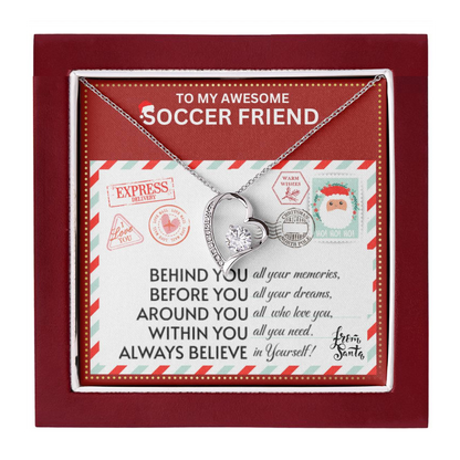 JGF Jewelry Gifts for Family Gift To My Bestie BFF Heart Necklace For Soccer Female Friend