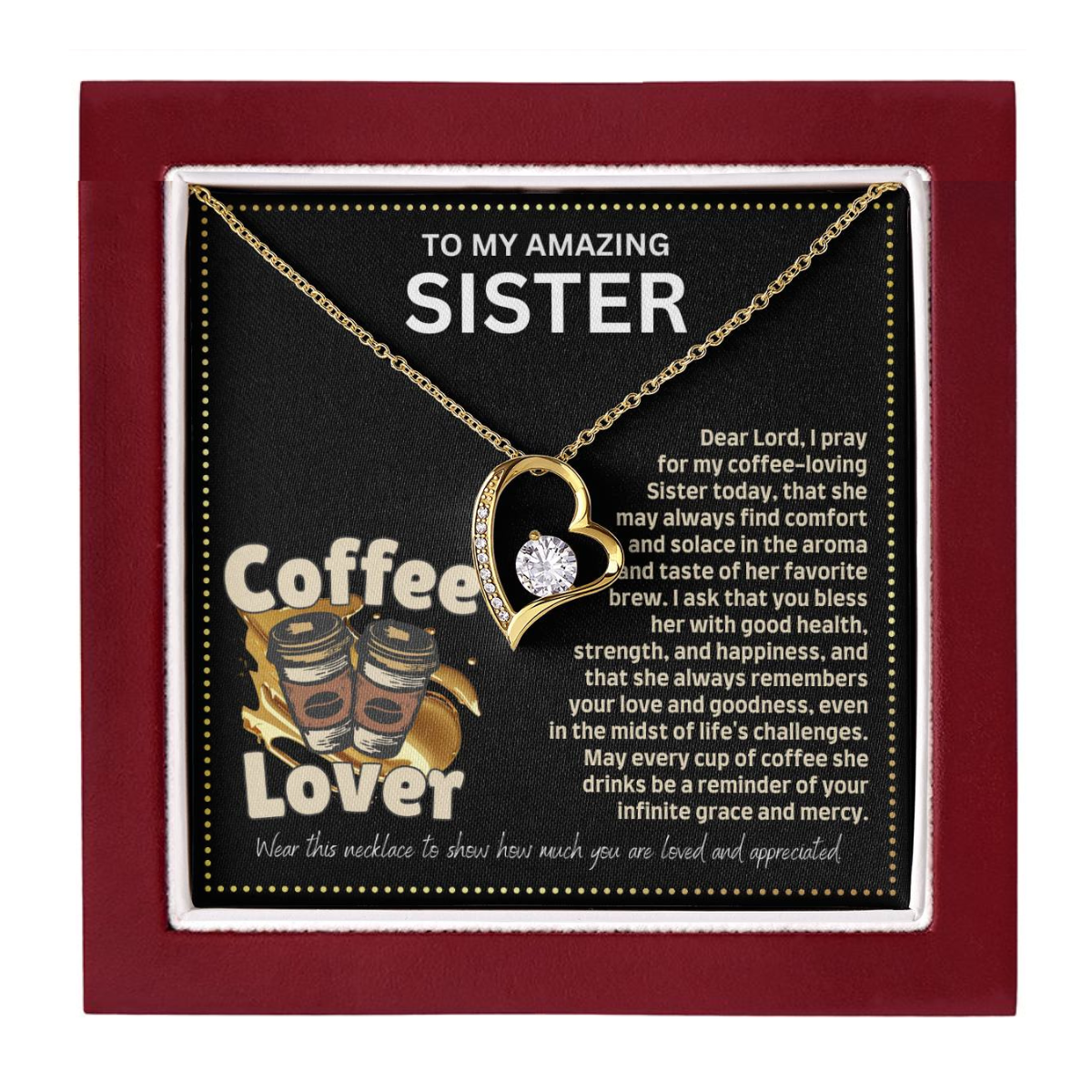 JGF Jewelry Gifts for Family I Love You Coffee Lover Sister Necklace from Brother