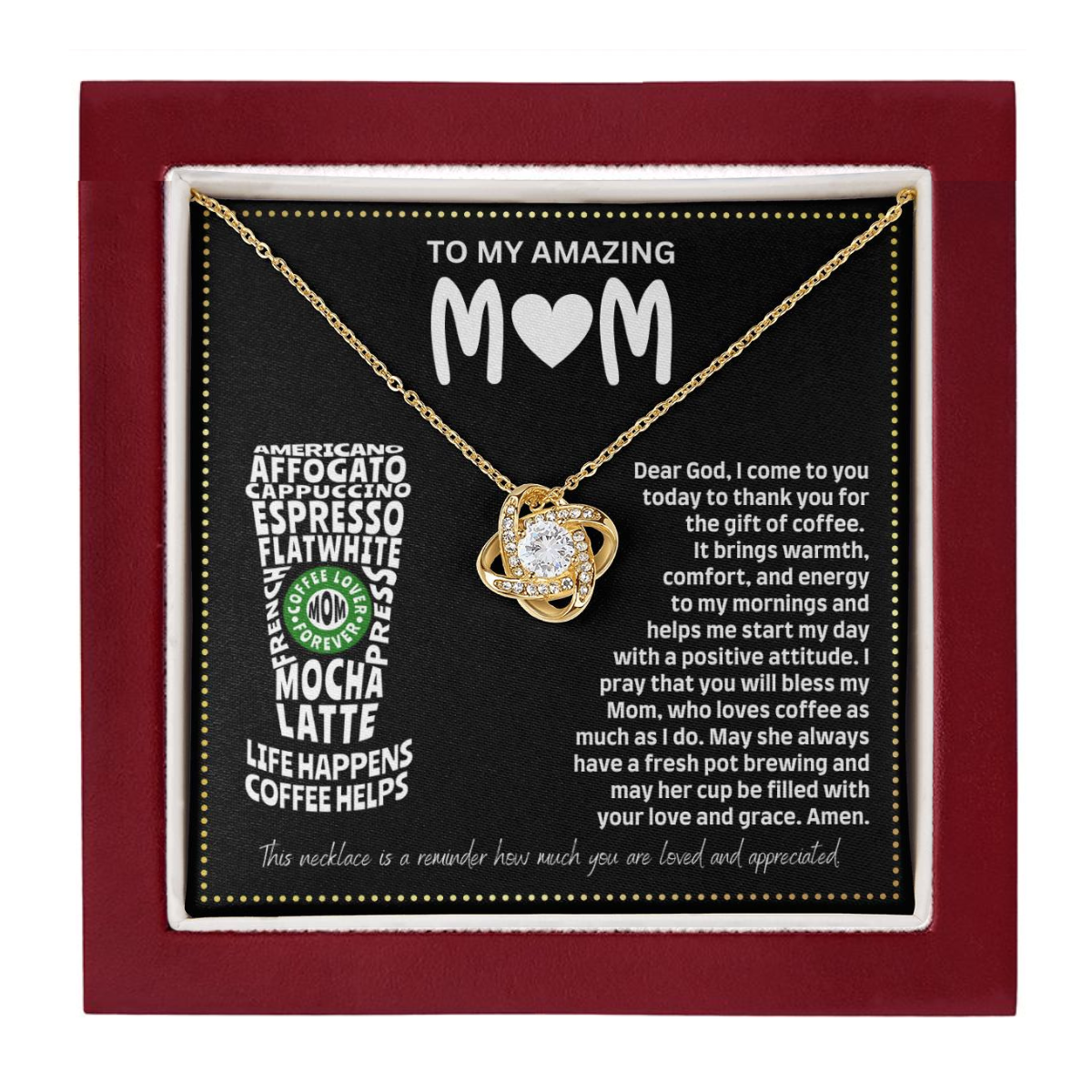 JGF Jewelry Gifts for Family Birthday Gift For Coffee Lover Mom Who Has Everything