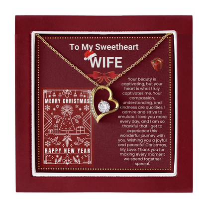 JGF Jewelry Gifts for Family Christmas Message Card For Wife Simple Silver Necklace For Women Heart