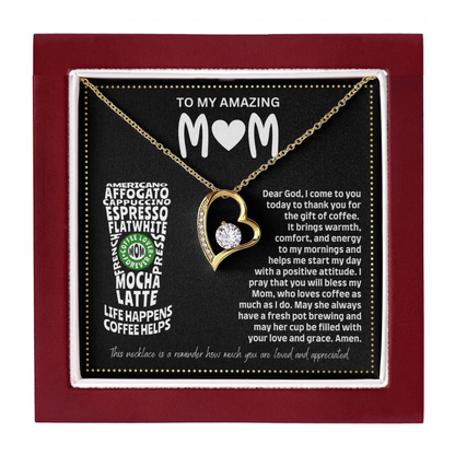 JGF Jewelry Gifts for Family I Love You Mom Heart Necklace for Coffee Lovers