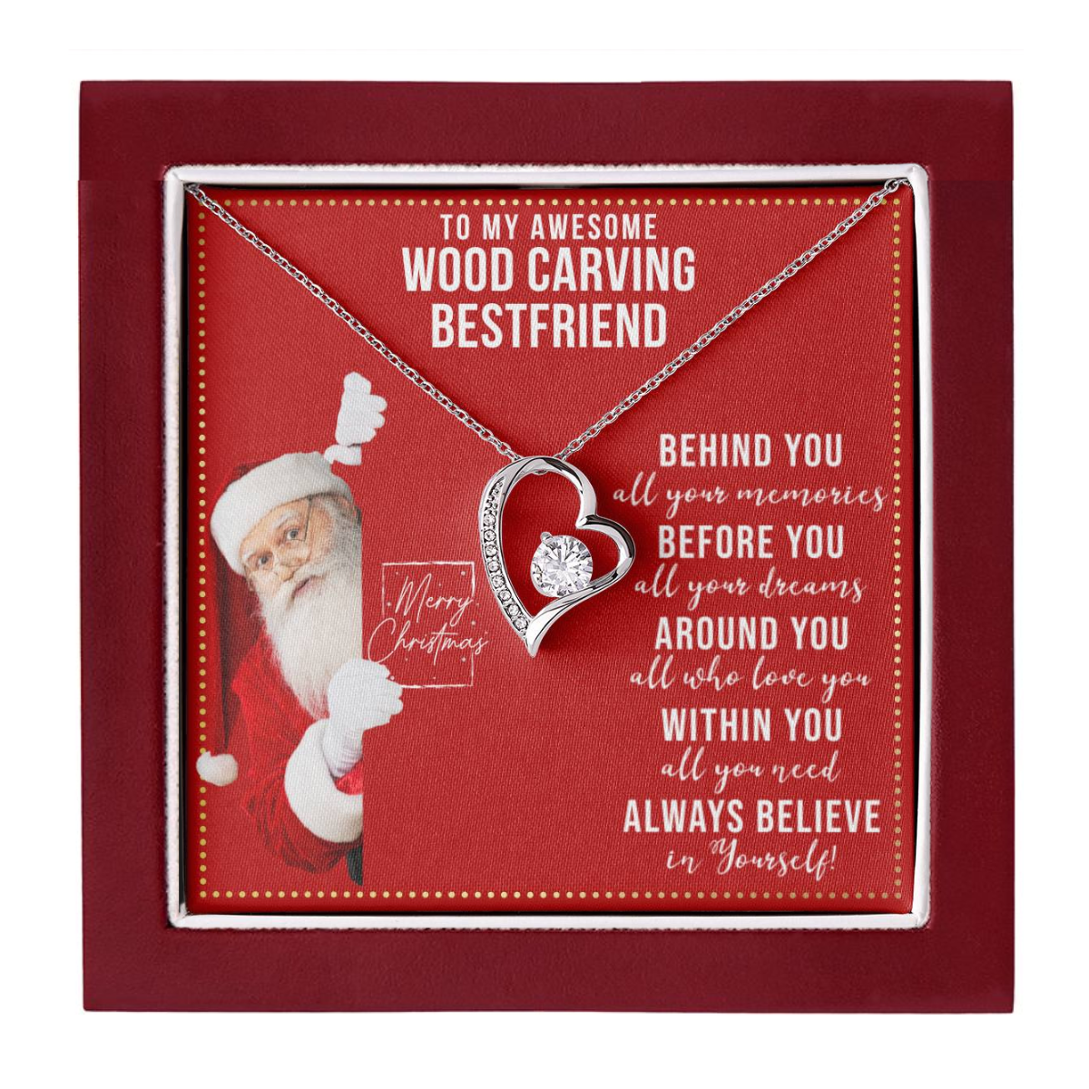 JGF Jewelry Gifts for Family Gift To My Bestie BFF Heart Necklace For Wood Carving Female Friend Women