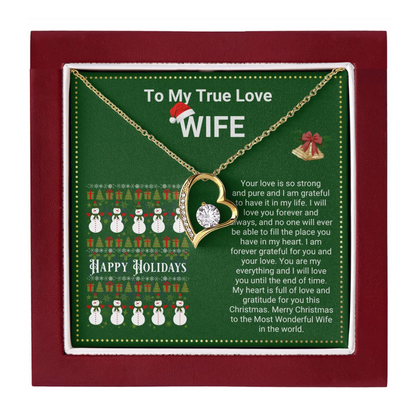 JGF Jewelry Gifts for Family Christmas Message Card For Wife Women's Silver Plated Infinity Love Heart Pendant Necklace