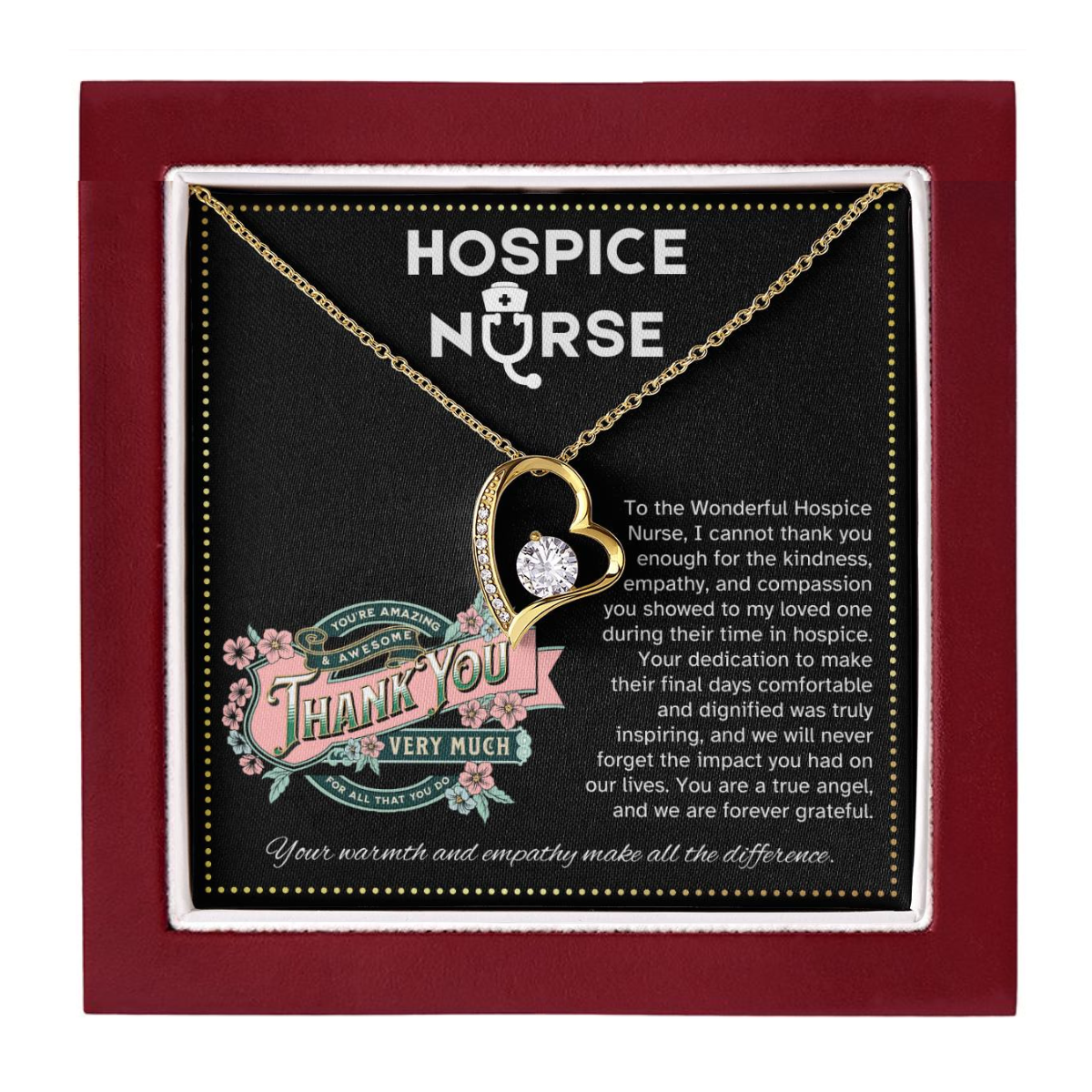 JGF Jewelry Gifts for Family Registered Nurse RN Hospice Nurse Thank You Necklace Gifts
