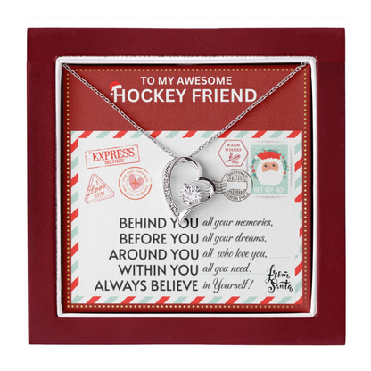 JGF Jewelry Gifts for Family To My BFF Bestie Heart Necklace For Hockey Female Friend