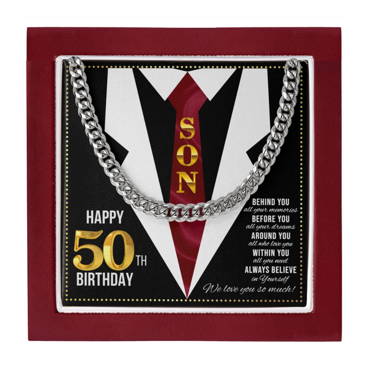 JGF Jewelry Gifts for Family Son Happy 50th Birthday Card Male Gifts Present for 50 Year Old Man