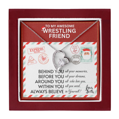 JGF Jewelry Gifts for Family Gift To My BFF  Bestie Heart Necklace For Wrestling Female Friend