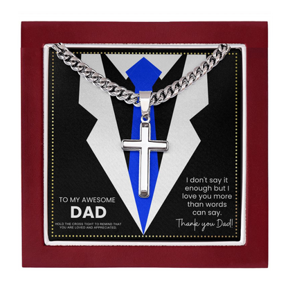 JGF Jewelry Gifts for Family Dad Birthday Gift From Son Cuban Link Chain For Men With Cross Pendant