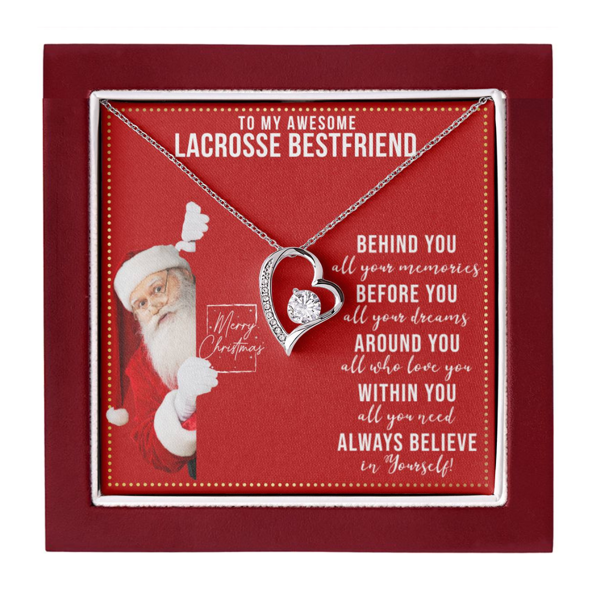 JGF Jewelry Gifts for Family Gift To My Bestie BFF Heart Necklace For Lacrosse Female Friend