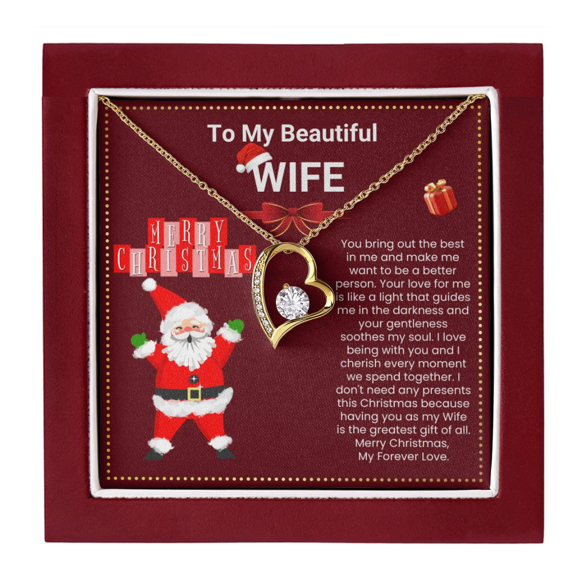 JGF Jewelry Gifts for Family Christmas Message Card For Wife Heart Shaped Choker Necklaces For Women