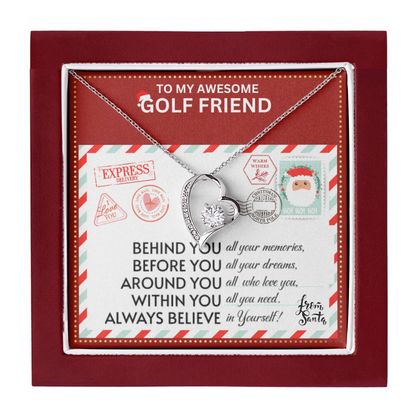 JGF Jewelry Gifts for Family To My BFF Bestie Heart Necklace For Golf Female Friend