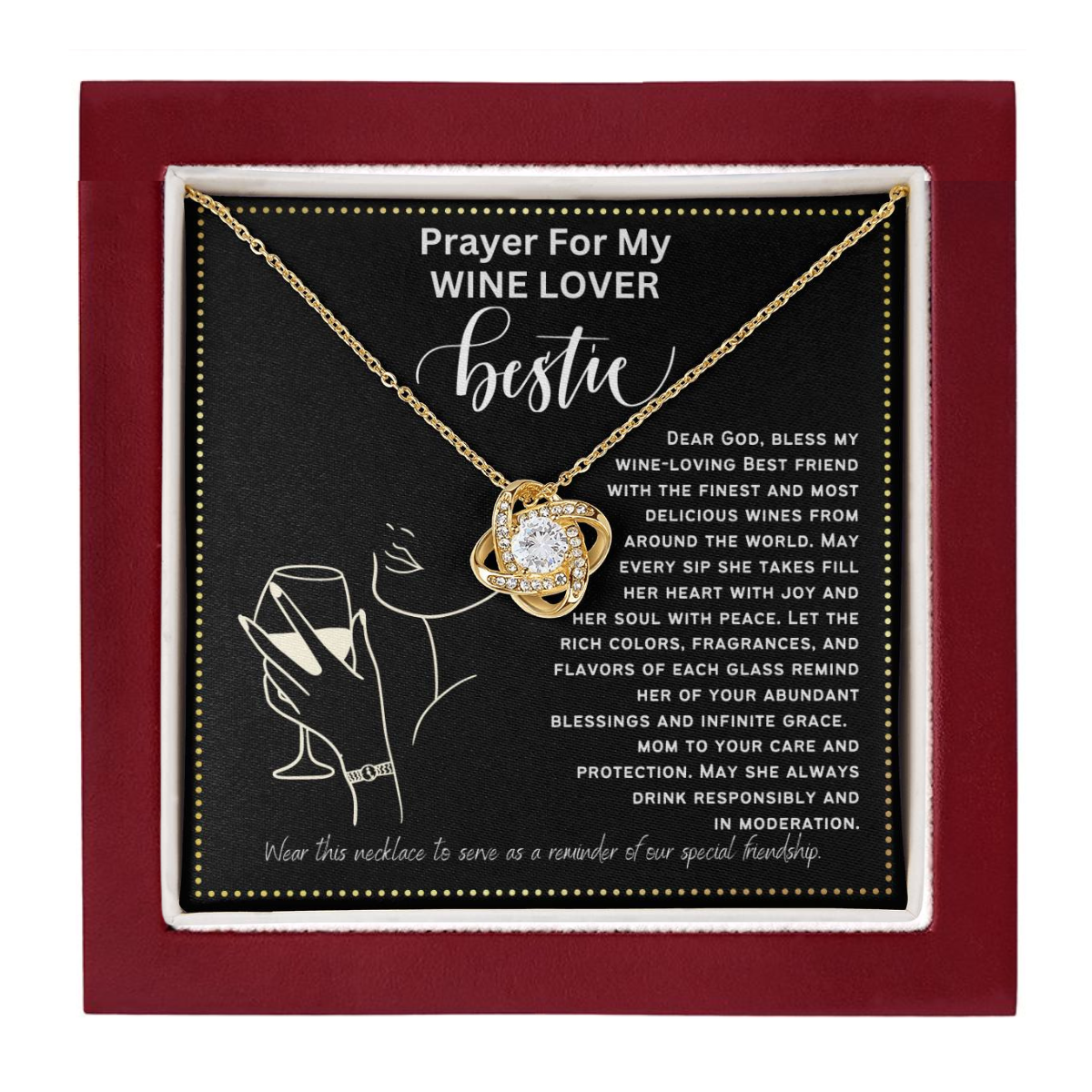 JGF Jewelry Gifts for Family Prayer For My Wine Lover Bestie BFF Friend For Her Birthday Heart Necklace