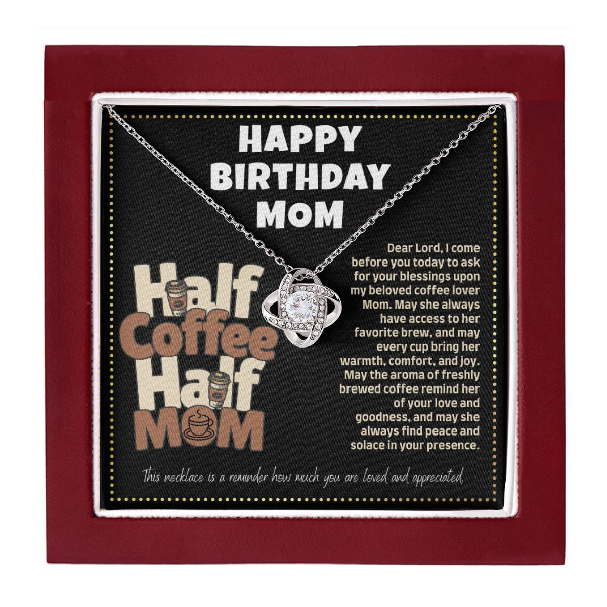 JGF Jewelry Gifts for Family Birthday Message Card For Mom About Coffee