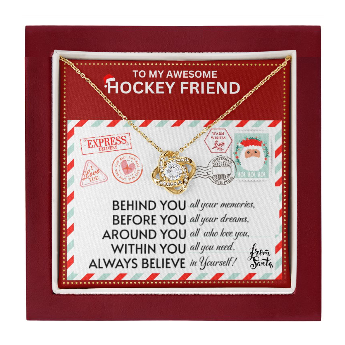 JGF Jewelry Gifts for Family Hockey Friend silver Necklace Gift
