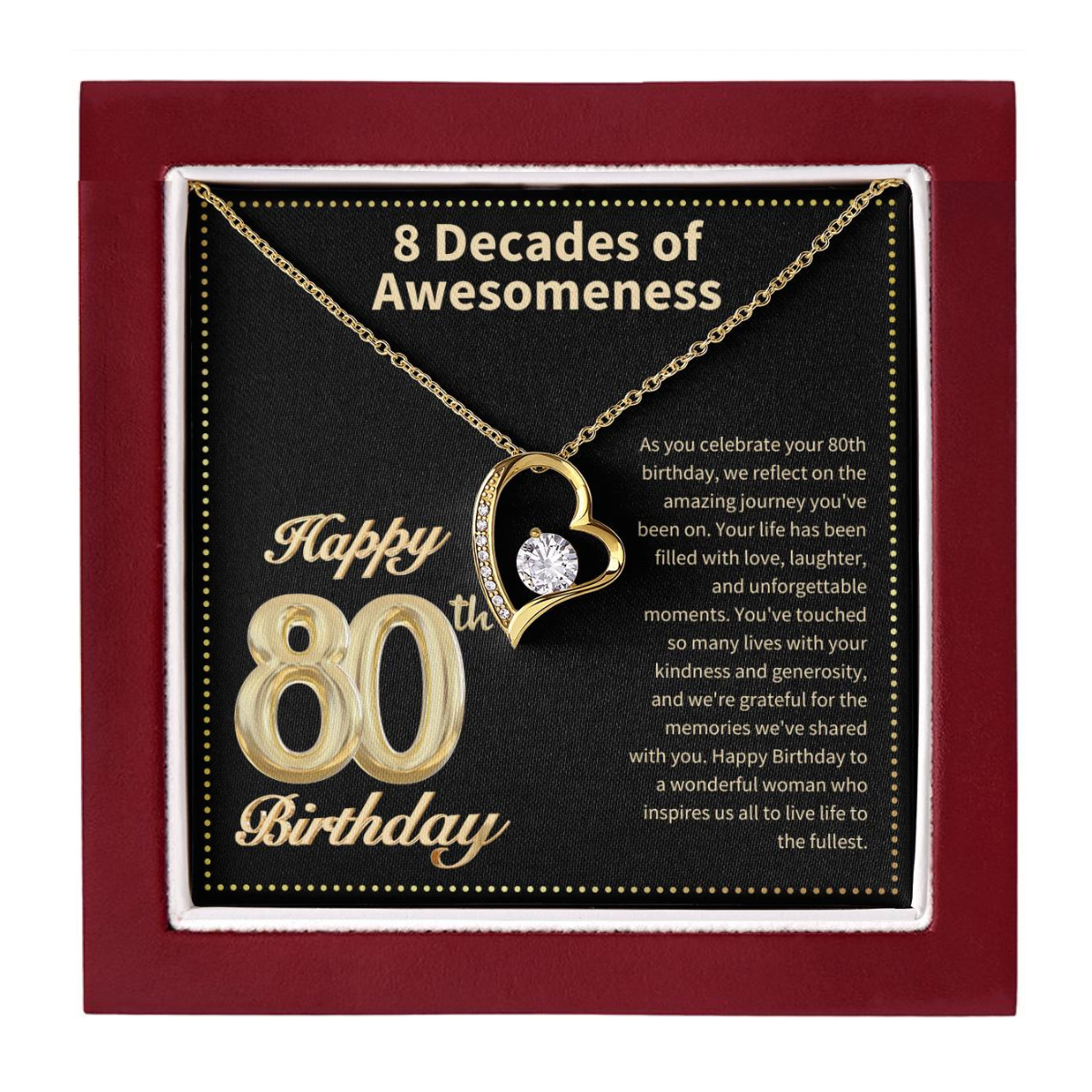 JGF Jewelry Gifts for Family Happy 80th Birthday Card  for Women