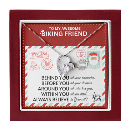 JGF Jewelry Gifts for Family Gift To My Bestie BFF Heart Necklace For Biking Female Friend