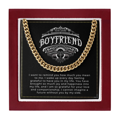JGF Jewelry Gifts for Family One 1 Year Anniversary Card Gifts For Boyfriend Cuban Chain Necklace