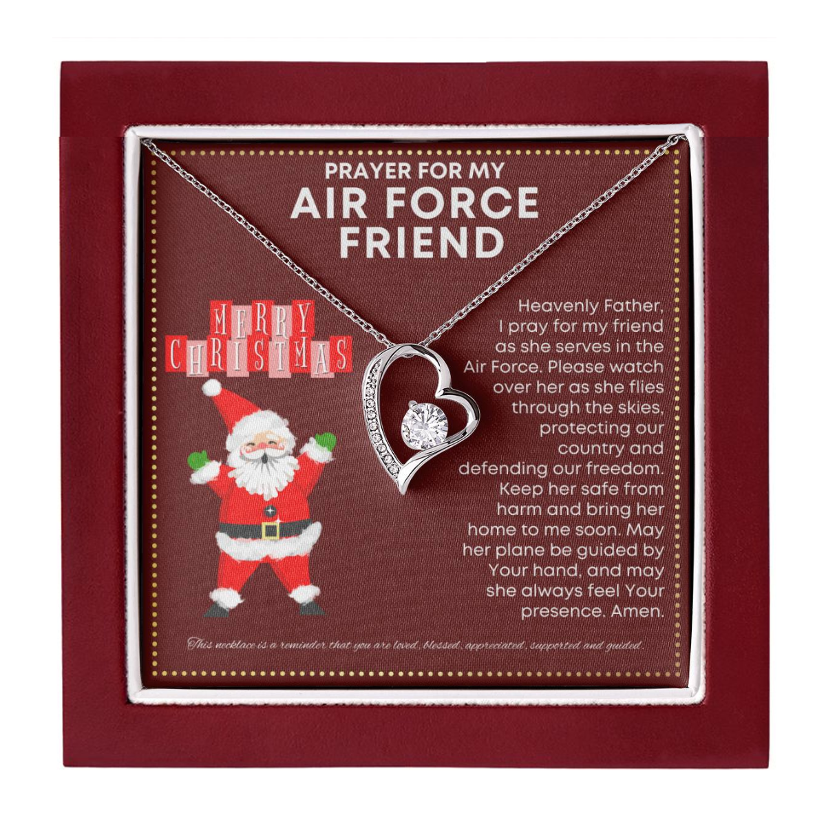 JGF Jewelry Gifts for Family My Friend Is US Air Force Present Single Simple Heart Necklace