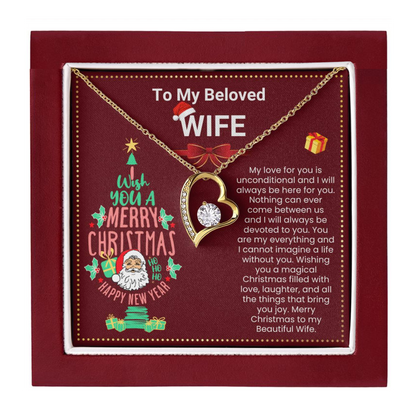 JGF Jewelry Gifts for Family Christmas Message Card For Wife One Heart Short Necklace