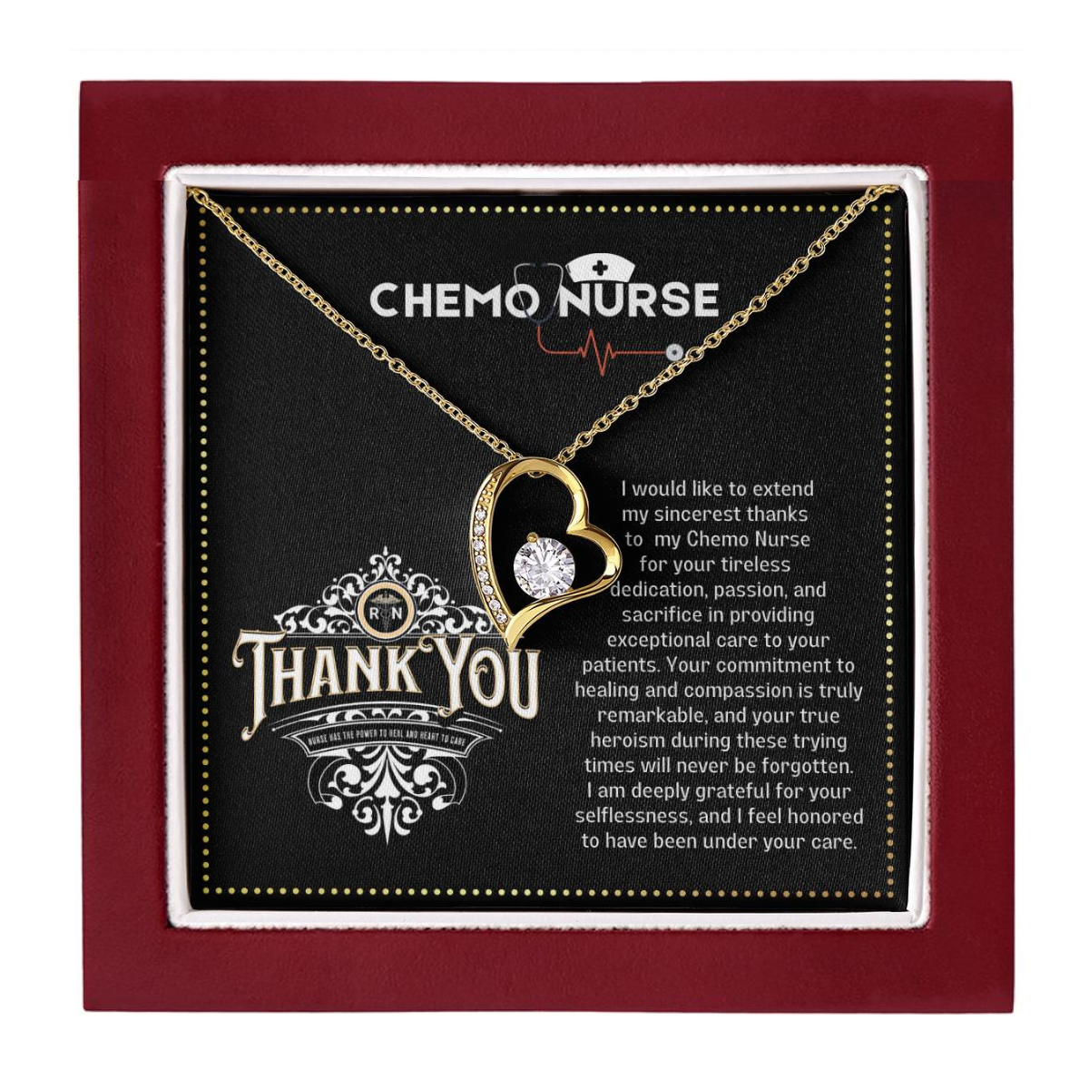 JGF Jewelry Gifts for Family Chemo Nurse RN Thank You Gifts for Women Heart Necklace