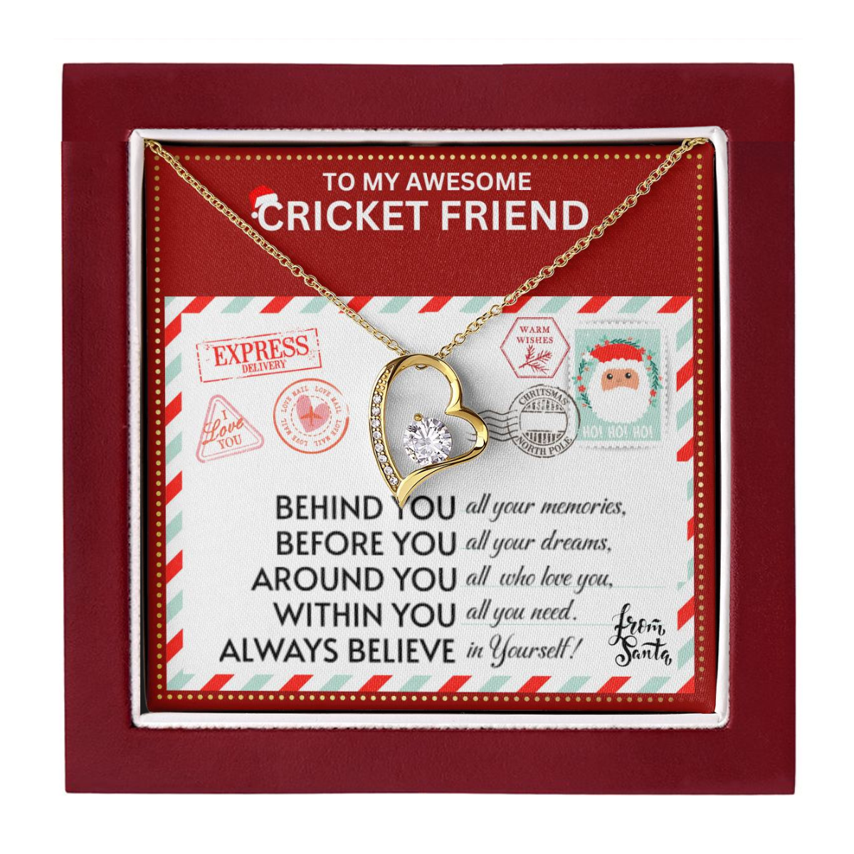JGF Jewelry Gifts for Family Gift To My Bestie BFF Heart Necklace For Cricket Female Friend Long Distance