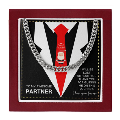 JGF Jewelry Gifts for Family Cuban Chain Necklace To My Awesome Partner on Christmas Day