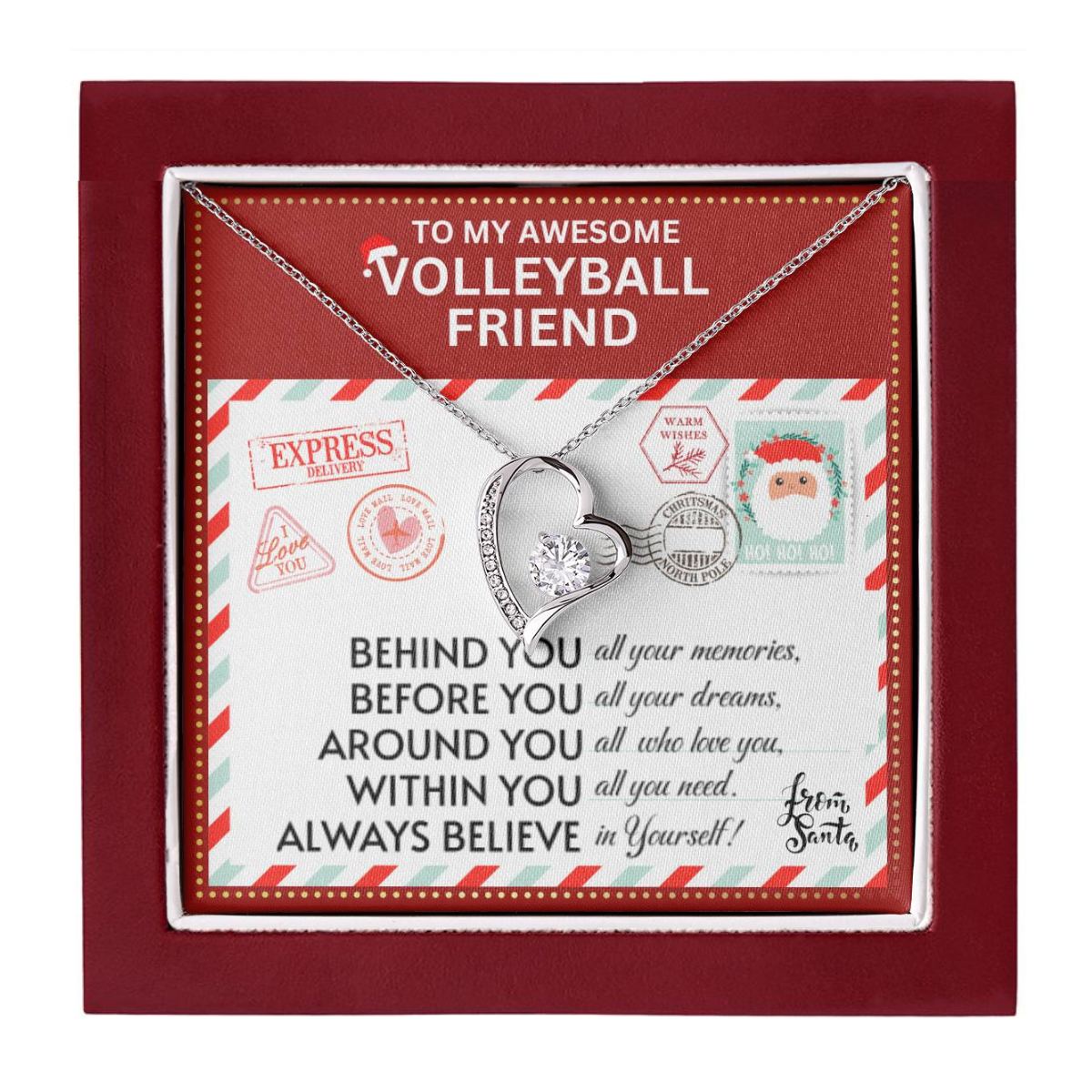 JGF Jewelry Gifts for Family To My BFF Bestie Heart Necklace For Volleyball Female Friend
