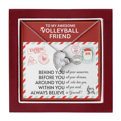 JGF Jewelry Gifts for Family To My BFF Bestie Heart Necklace For Volleyball Female Friend