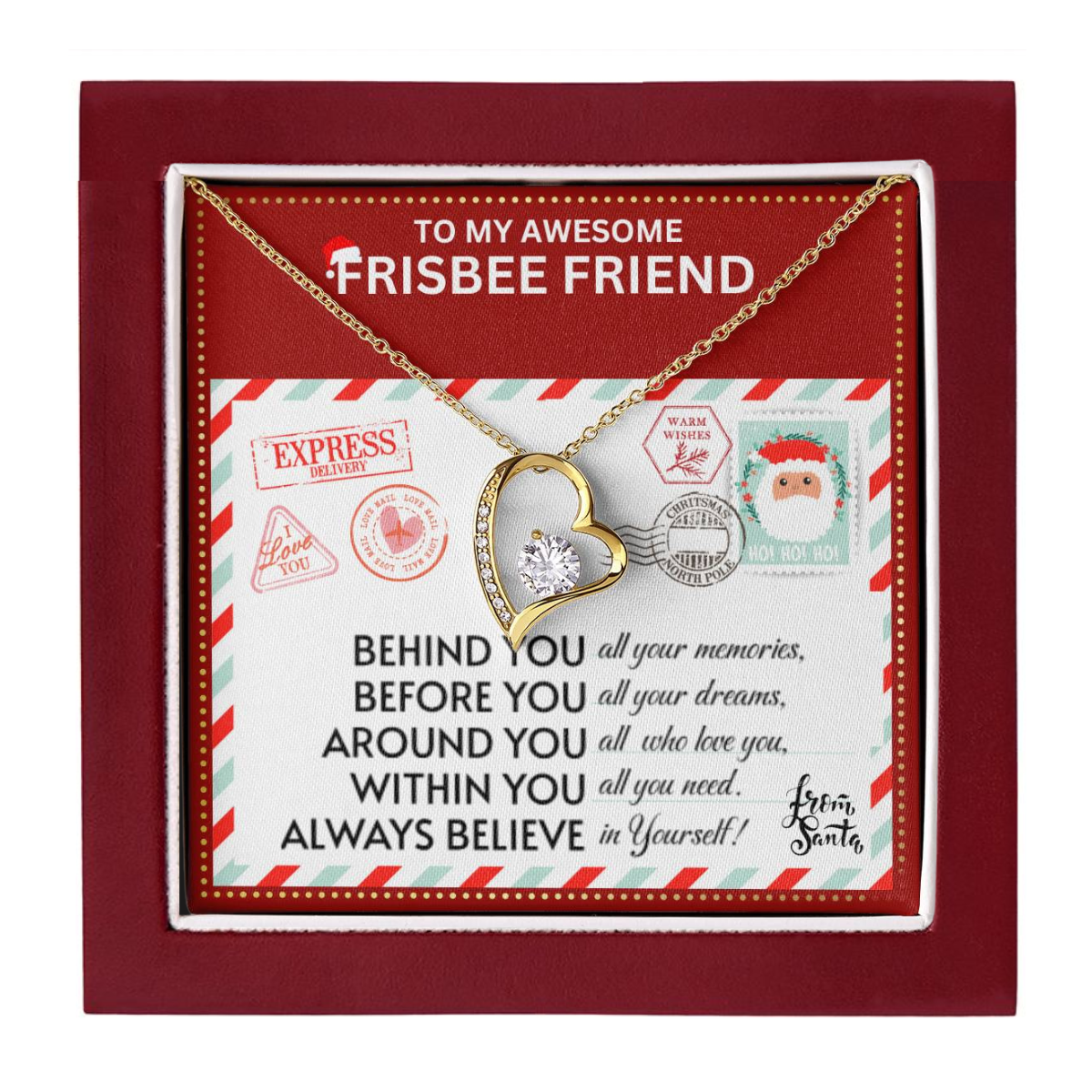 JGF Jewelry Gifts for Family To My BFF Bestie Heart Necklace For Frisbee Female Friend