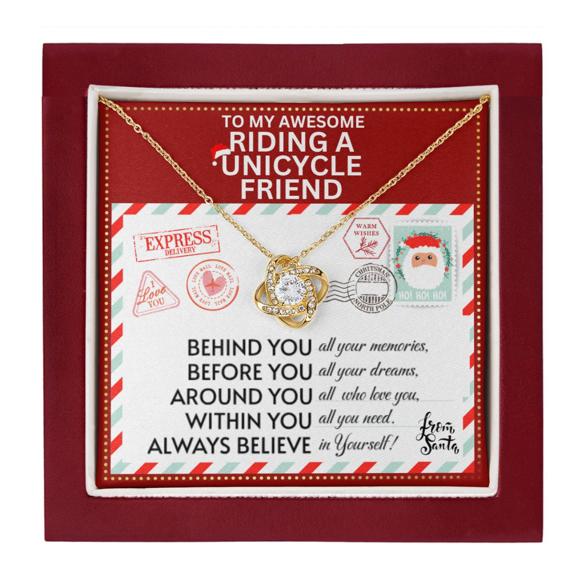 JGF Jewelry Gifts for Family Necklace Gift For A Riding Unicycle Adult Female Bestie BFF Friend